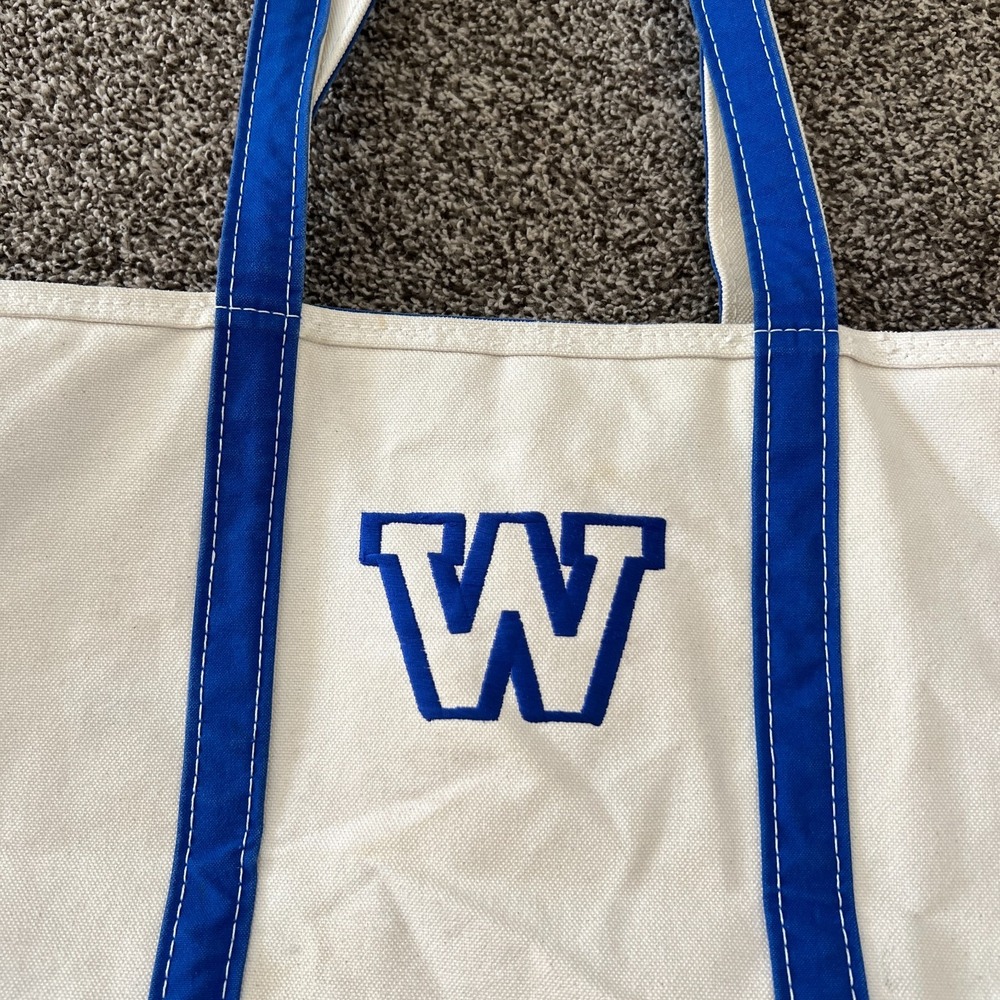 VTG 90's LL Bean Boat And Tote Bag Large Made In USA Winnipeg Blue Bombers Logo